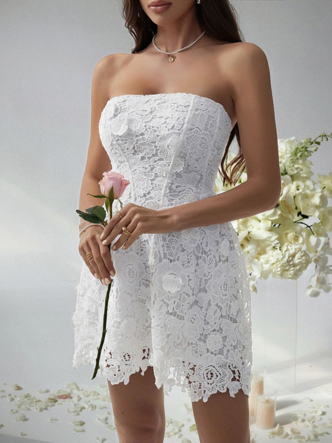 Devine Lace - Up Tube Lace Mini Dress - Flip Flop Dynasty