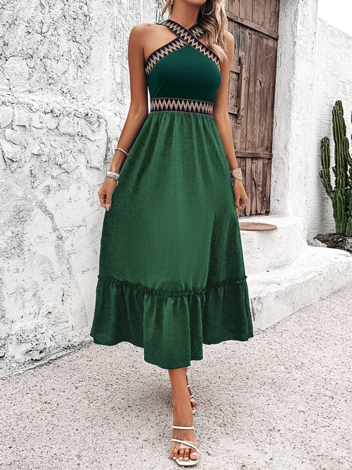 Devine Ruffled Slit Sleeveless Midi Dress - Flip Flop Dynasty