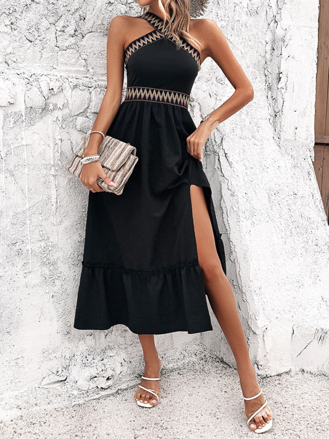 Devine Ruffled Slit Sleeveless Midi Dress - Flip Flop Dynasty