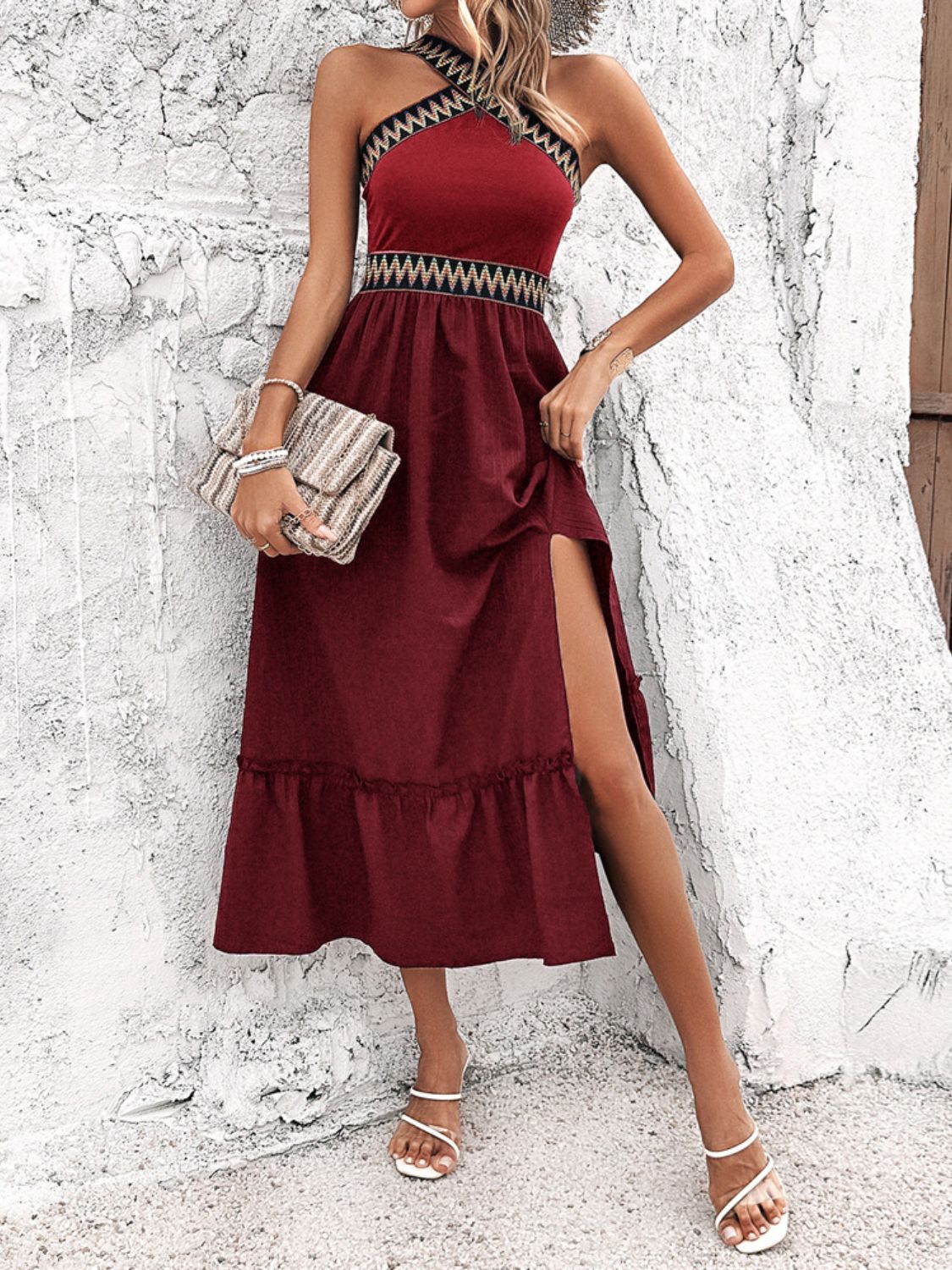 Devine Ruffled Slit Sleeveless Midi Dress - Flip Flop Dynasty
