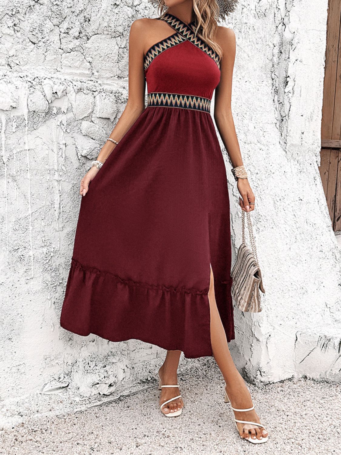 Devine Ruffled Slit Sleeveless Midi Dress - Flip Flop Dynasty