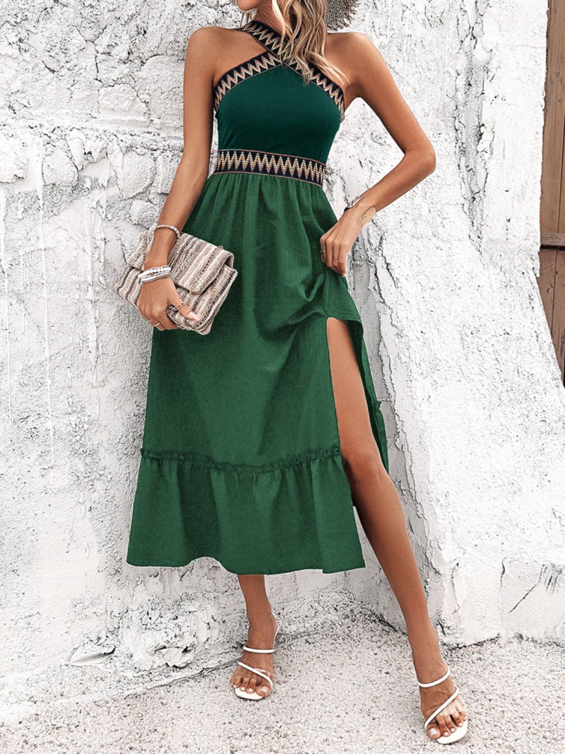 Devine Ruffled Slit Sleeveless Midi Dress - Flip Flop Dynasty