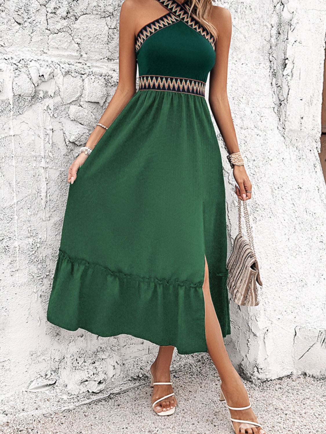 Devine Ruffled Slit Sleeveless Midi Dress - Flip Flop Dynasty