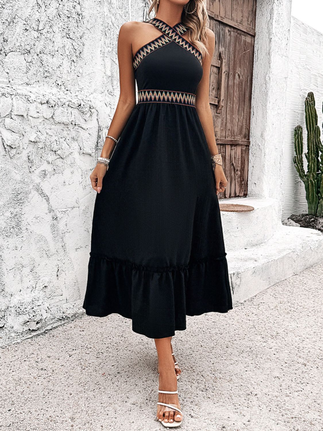 Devine Ruffled Slit Sleeveless Midi Dress - Flip Flop Dynasty