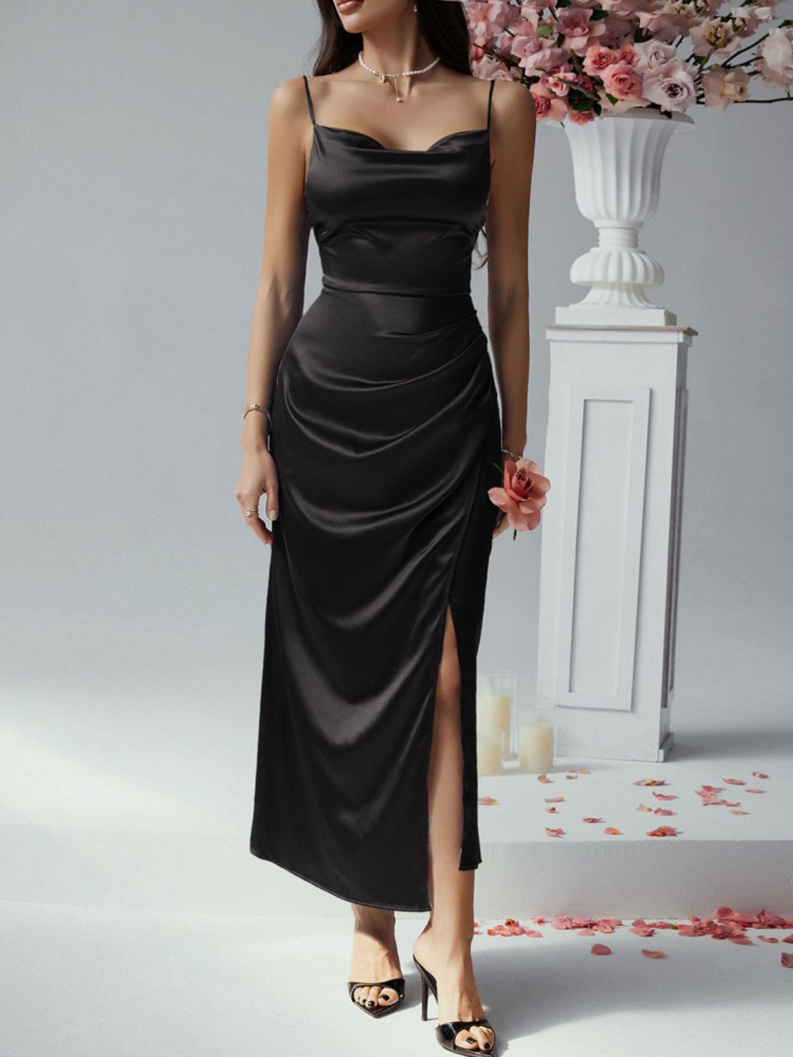 Devine Slit Ruched Maxi Cami Dress - Flip Flop Dynasty
