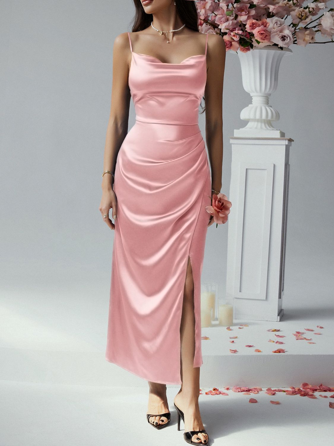 Devine Slit Ruched Maxi Cami Dress - Flip Flop Dynasty