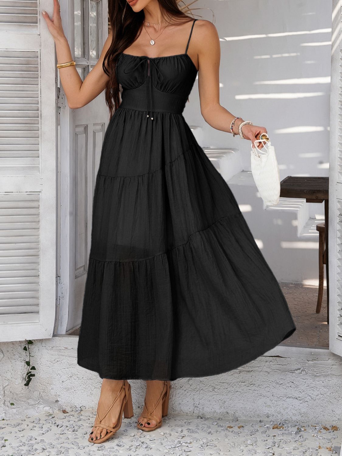 Devine Smocked Tiered Maxi Cami Dress - Flip Flop Dynasty