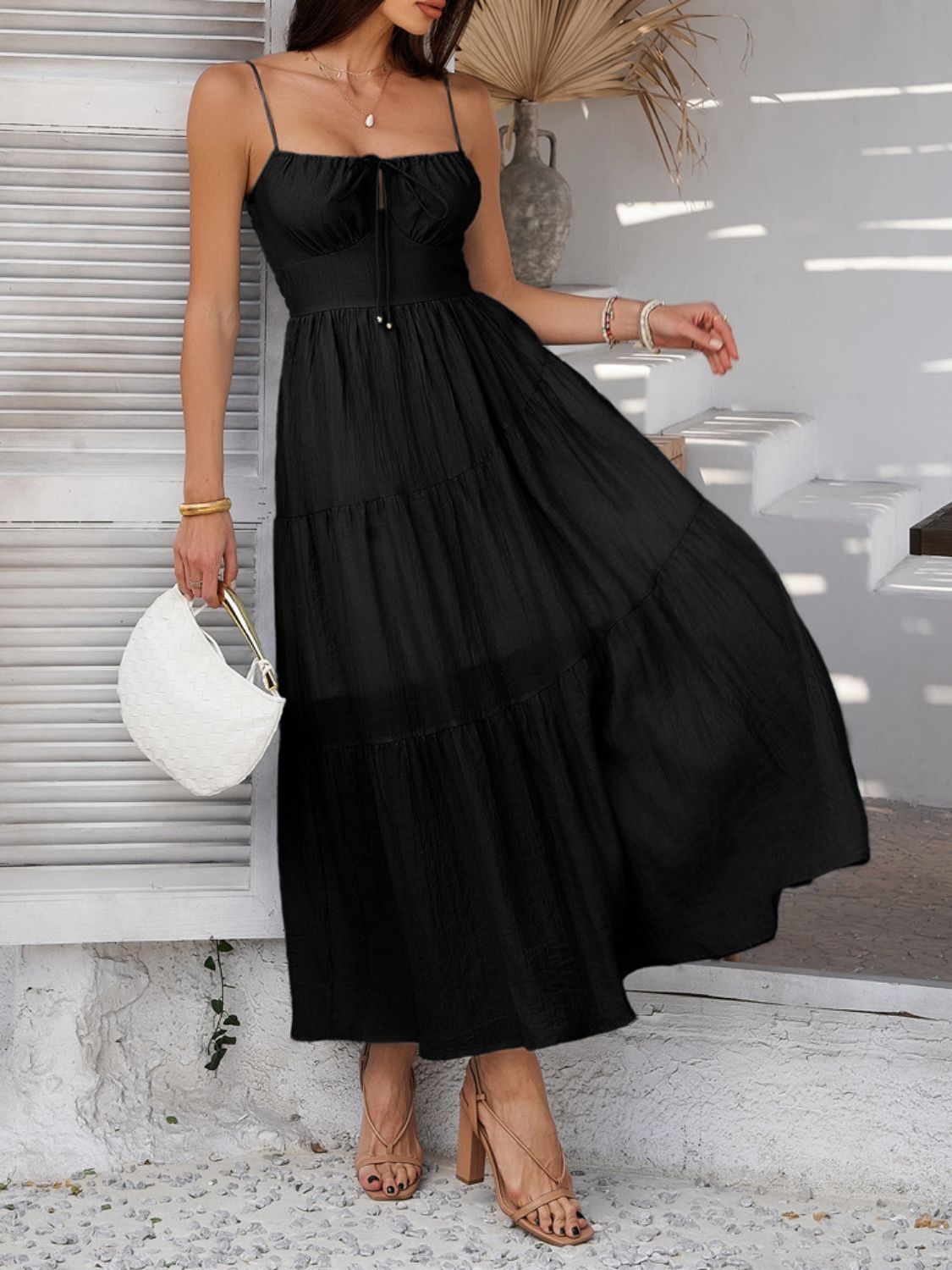 Devine Smocked Tiered Maxi Cami Dress - Flip Flop Dynasty