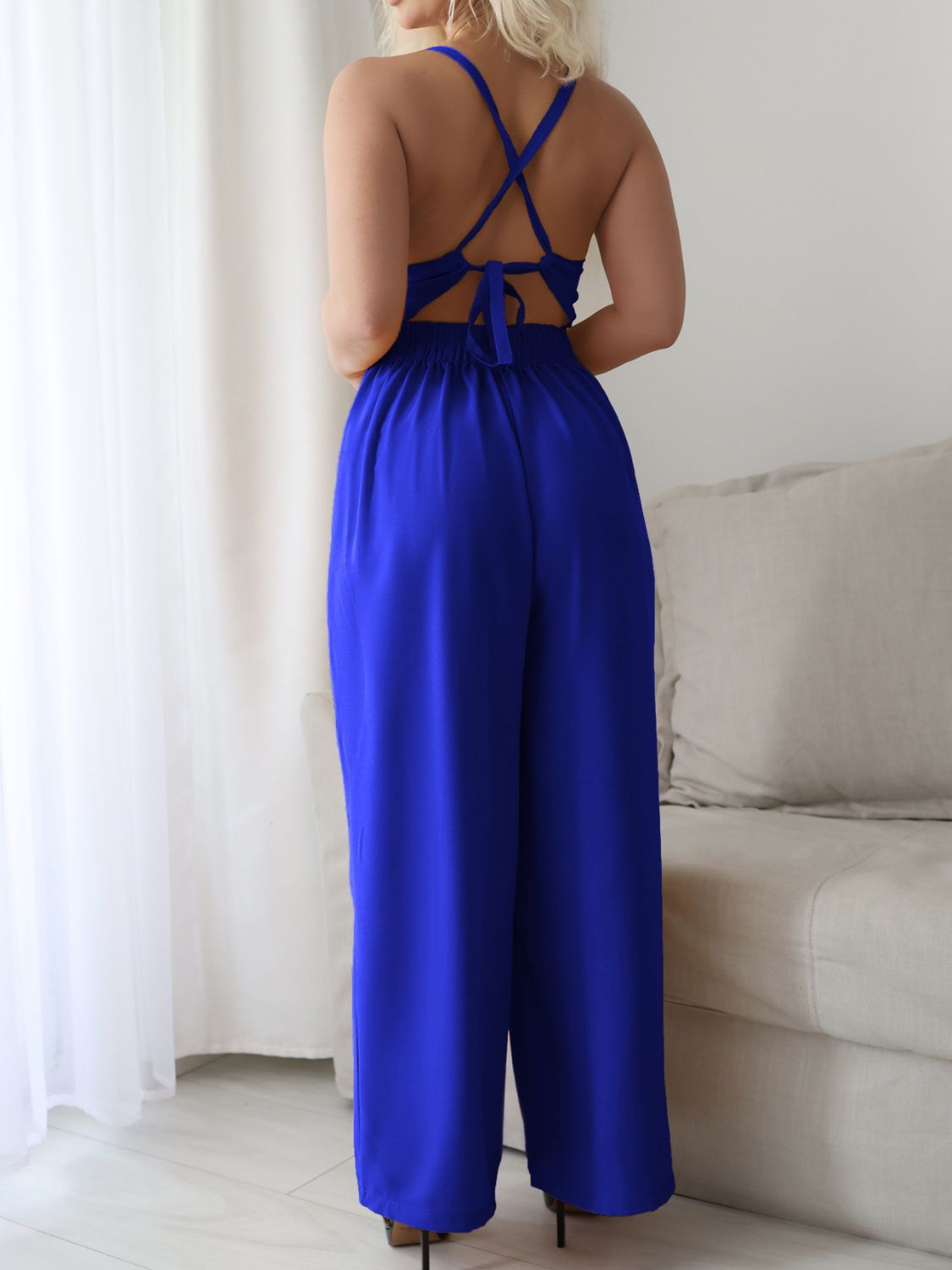 Devine Tie Back Backless Crisscross Jumpsuit - Flip Flop Dynasty