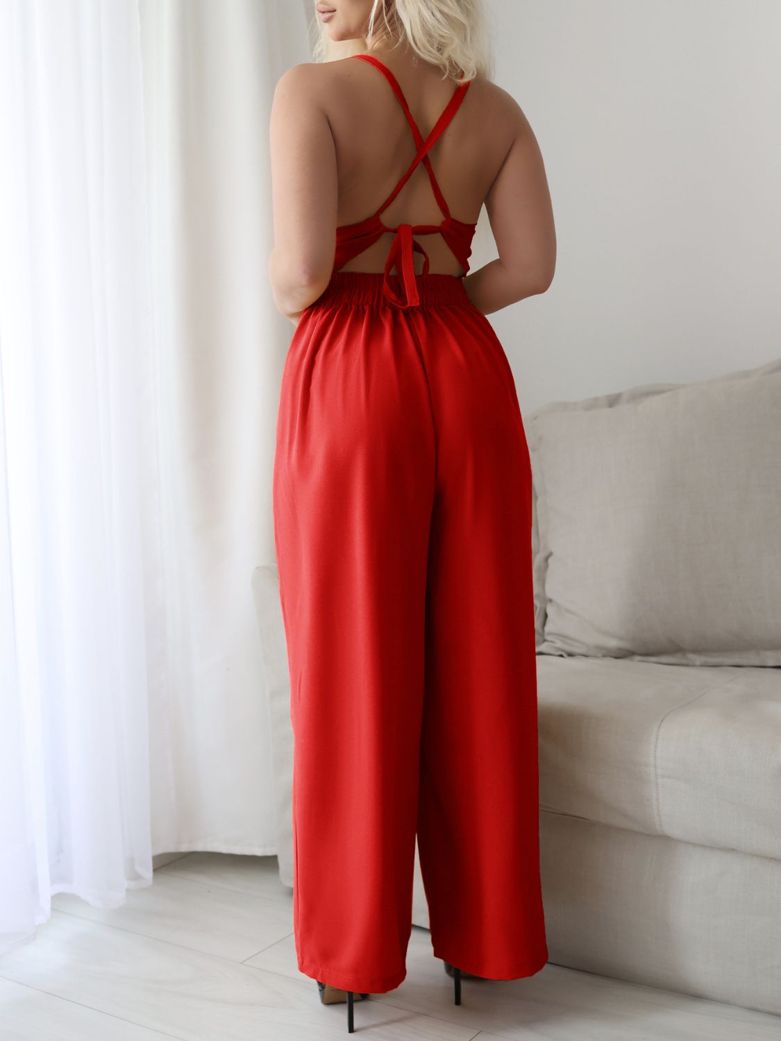 Devine Tie Back Backless Crisscross Jumpsuit - Flip Flop Dynasty