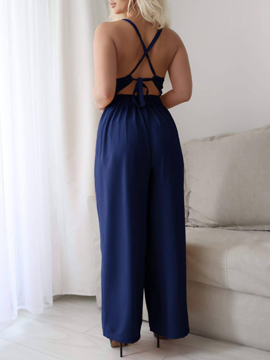 Devine Tie Back Backless Crisscross Jumpsuit - Flip Flop Dynasty