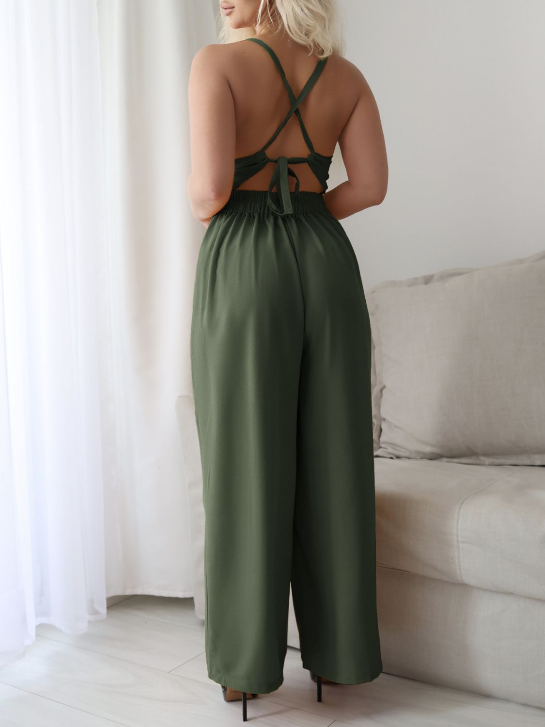 Devine Tie Back Backless Crisscross Jumpsuit - Flip Flop Dynasty