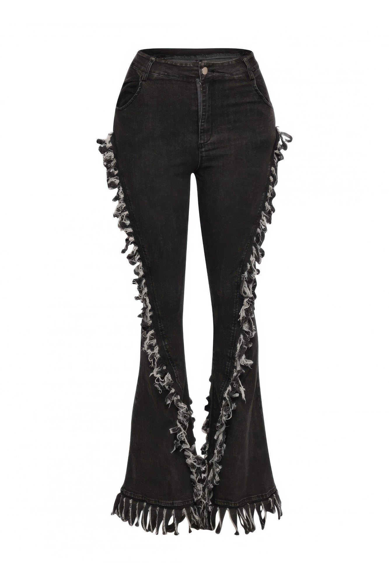 Distressed Fringe Denim Flared Pant - Flip Flop Dynasty