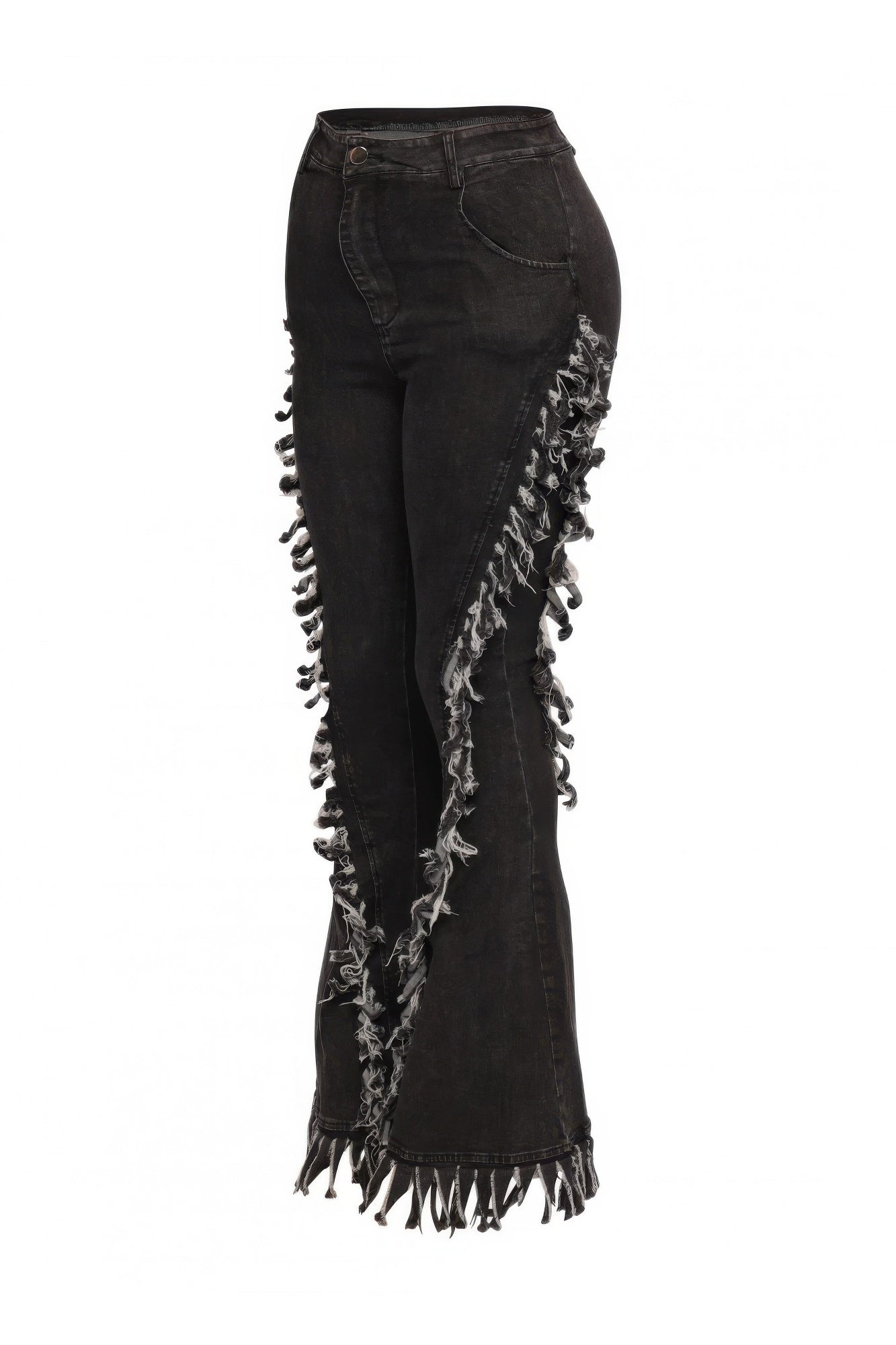 Distressed Fringe Denim Flared Pant - Flip Flop Dynasty