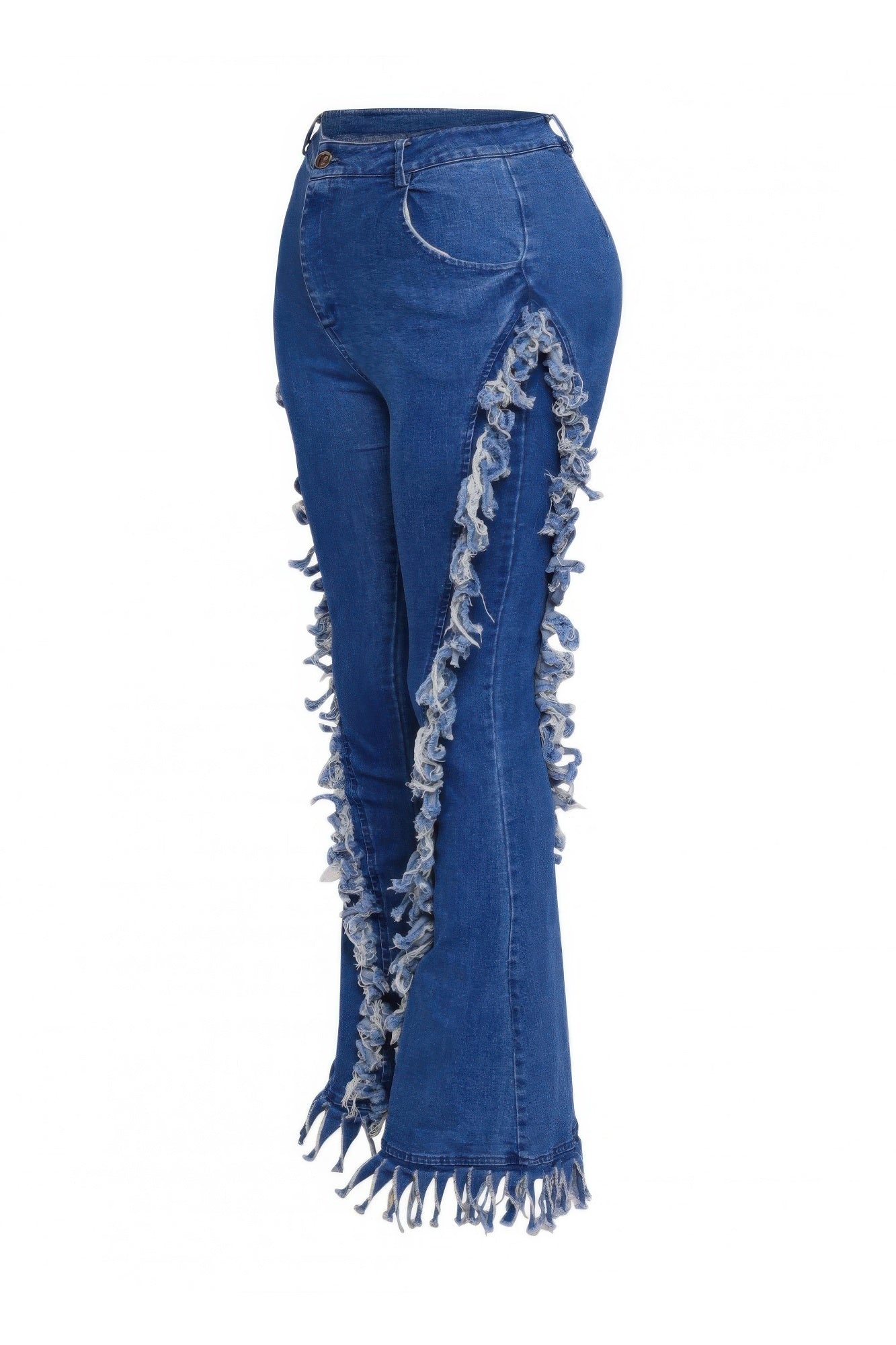 Distressed Fringe Denim Flared Pant - Flip Flop Dynasty