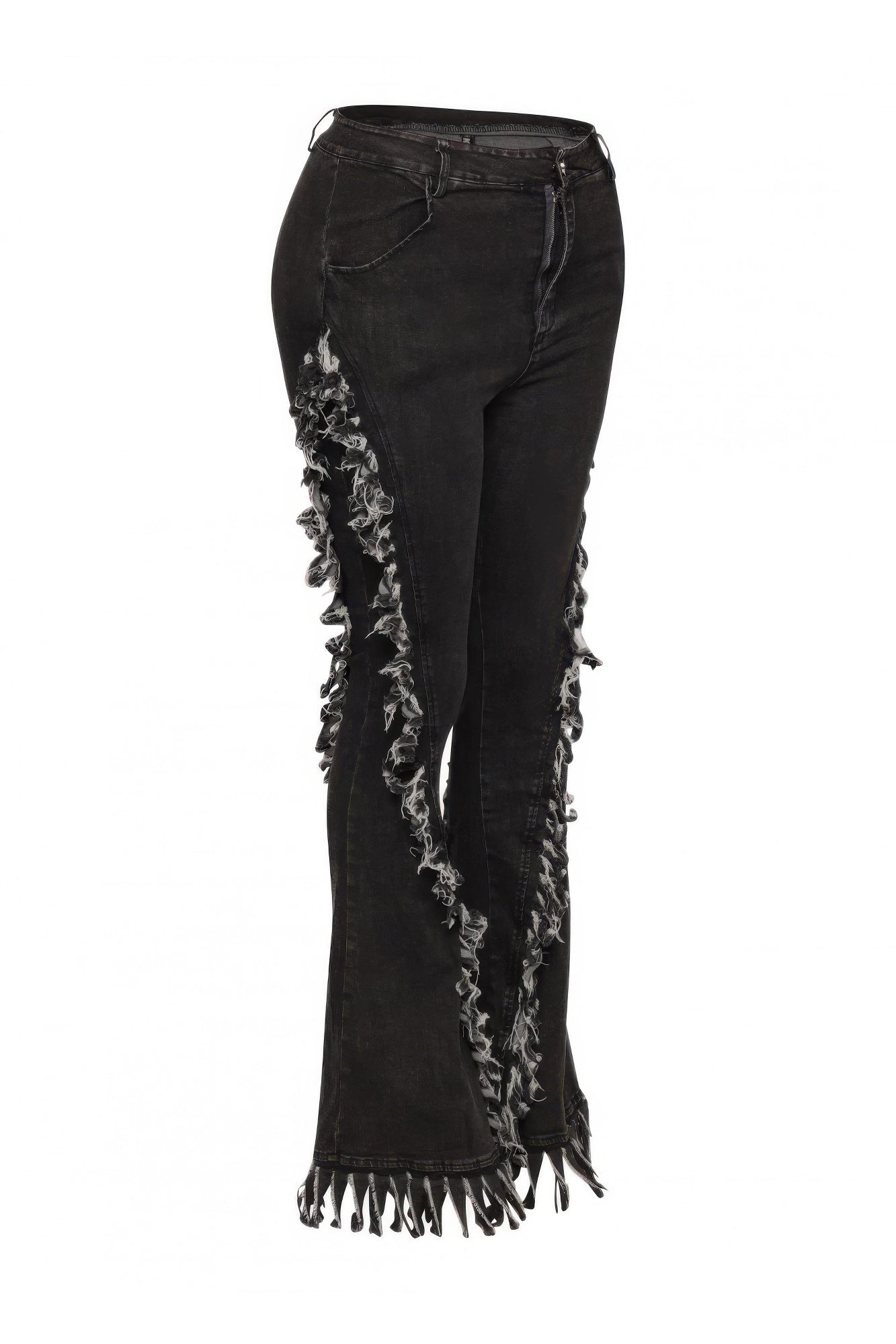 Distressed Fringe Denim Flared Pant - Flip Flop Dynasty