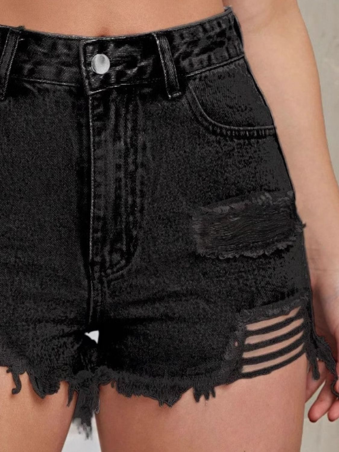 Distressed Raw Hem High Waist Denim Shorts - Flip Flop Dynasty