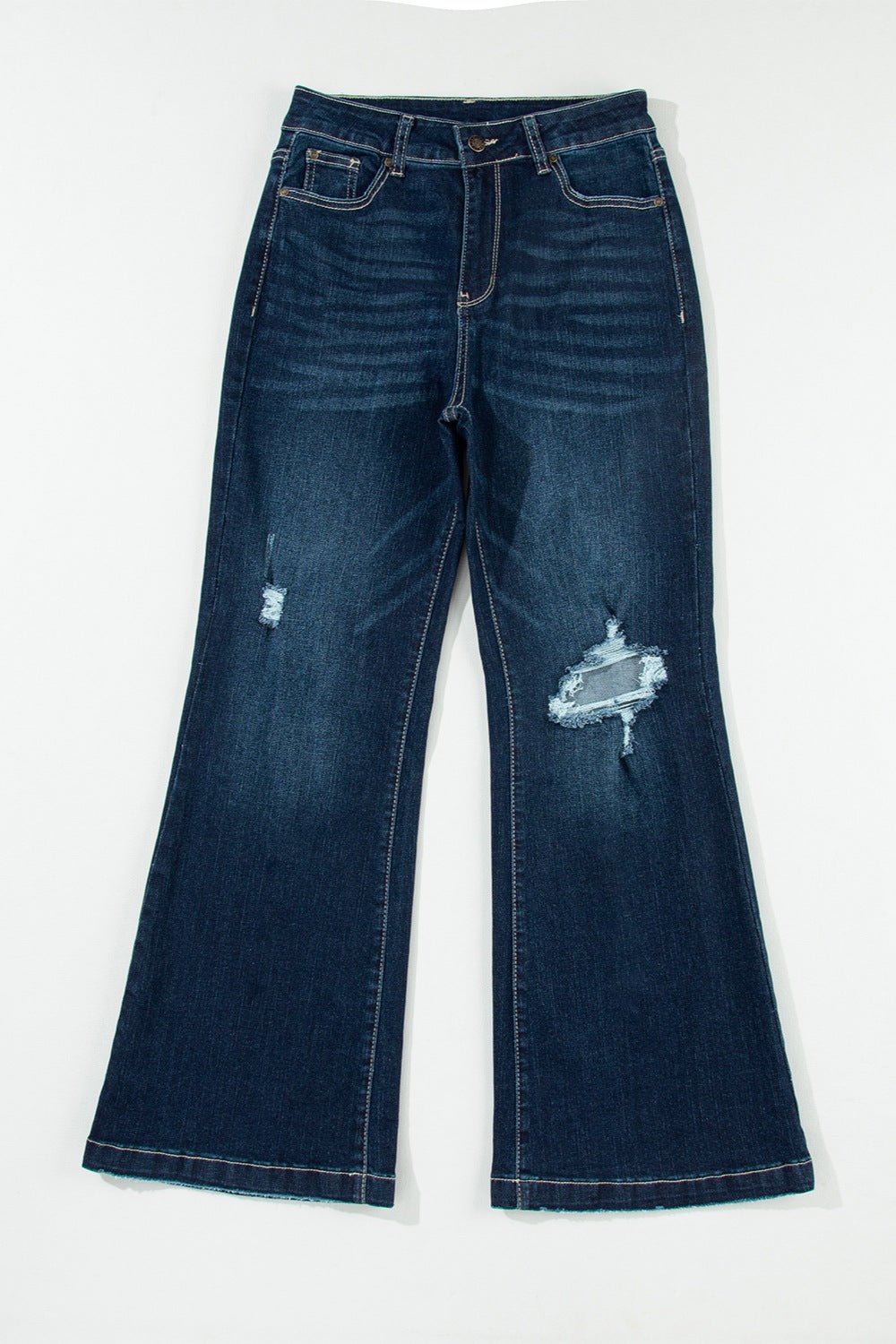 Distressed Wide Leg Jeans with Pockets - Flip Flop Dynasty
