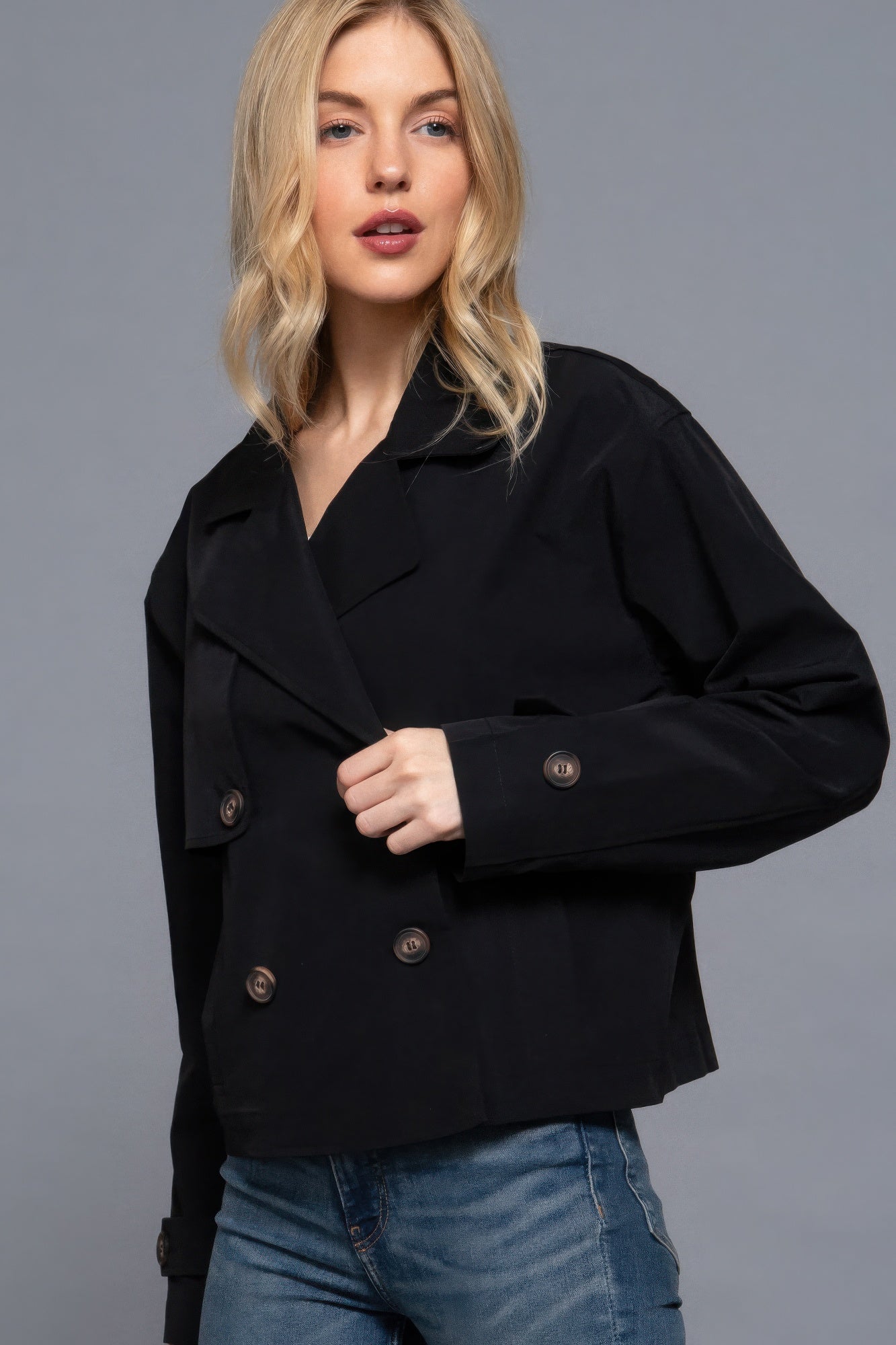 Double Breasted Short Trench Jacket - Flip Flop Dynasty