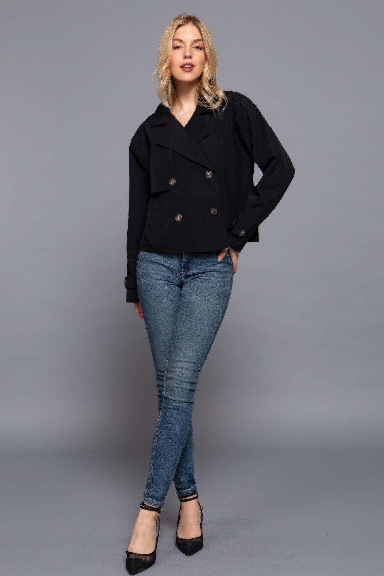 Double Breasted Short Trench Jacket - Flip Flop Dynasty