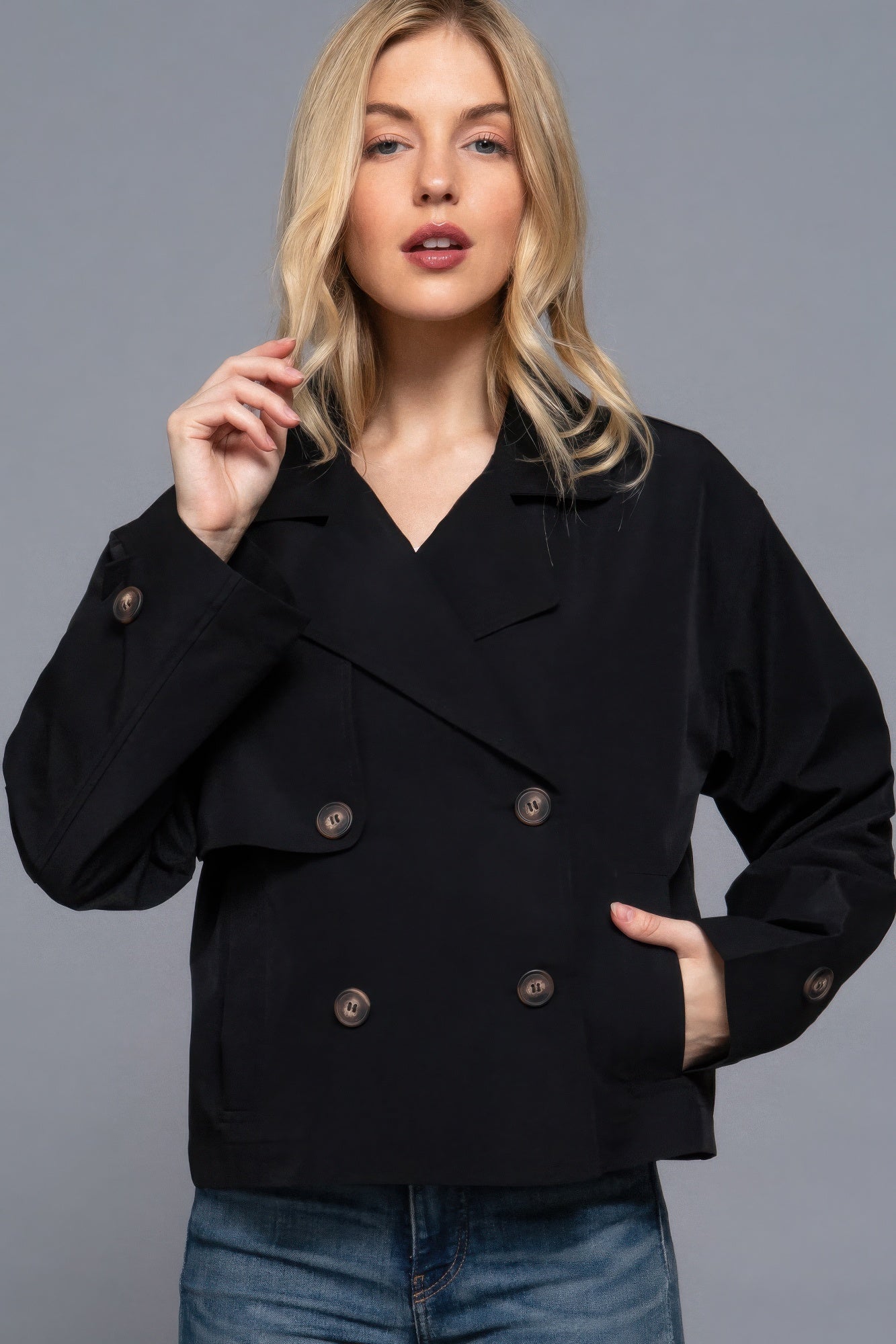Double Breasted Short Trench Jacket - Flip Flop Dynasty