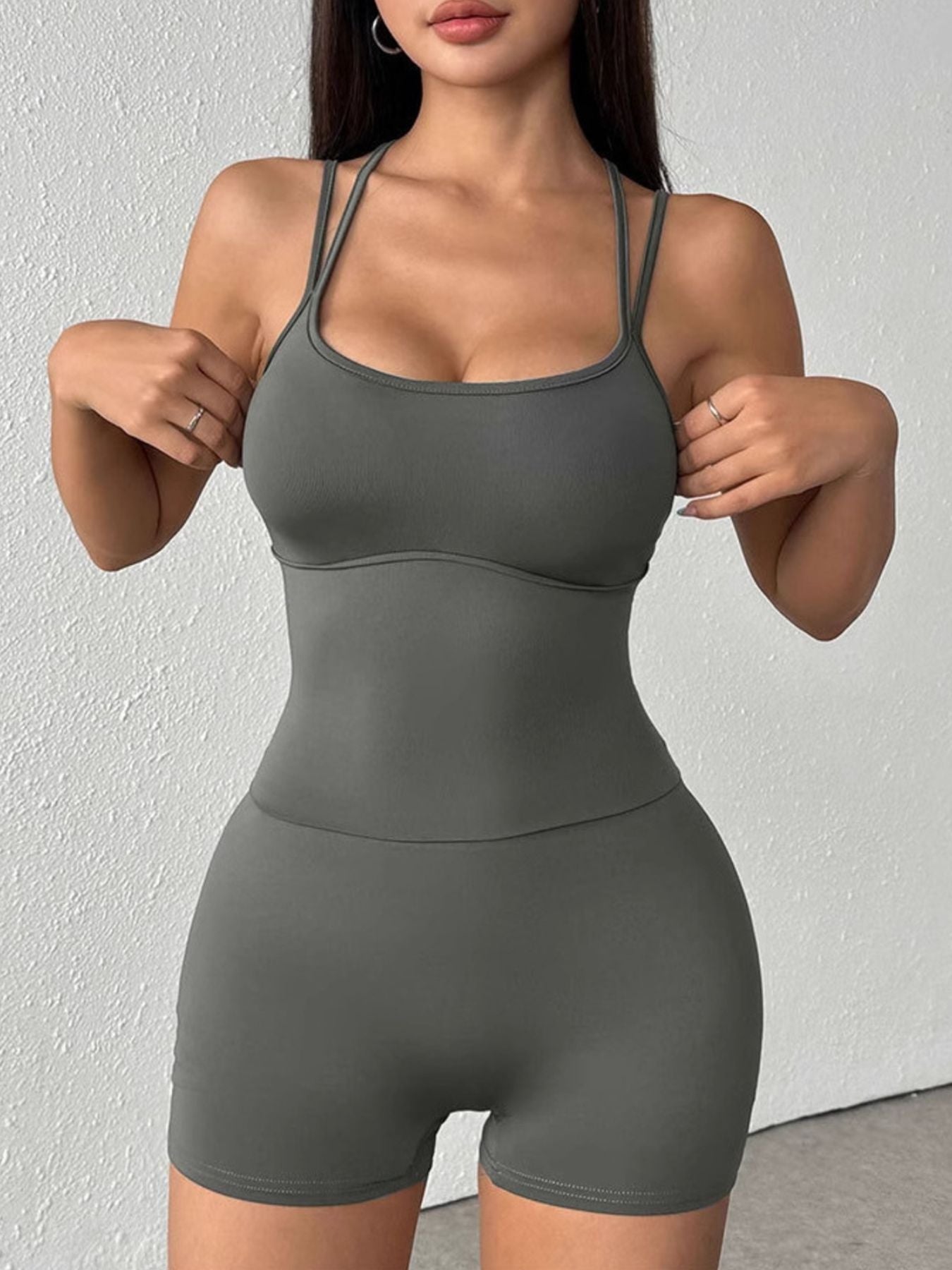 Double Spaghetti Strap Active Romper - Flip Flop Dynasty