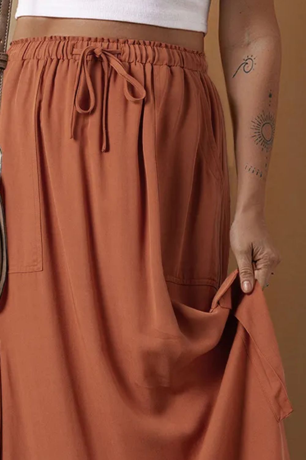 Drawstring Maxi Skirt with Pockets - Flip Flop Dynasty