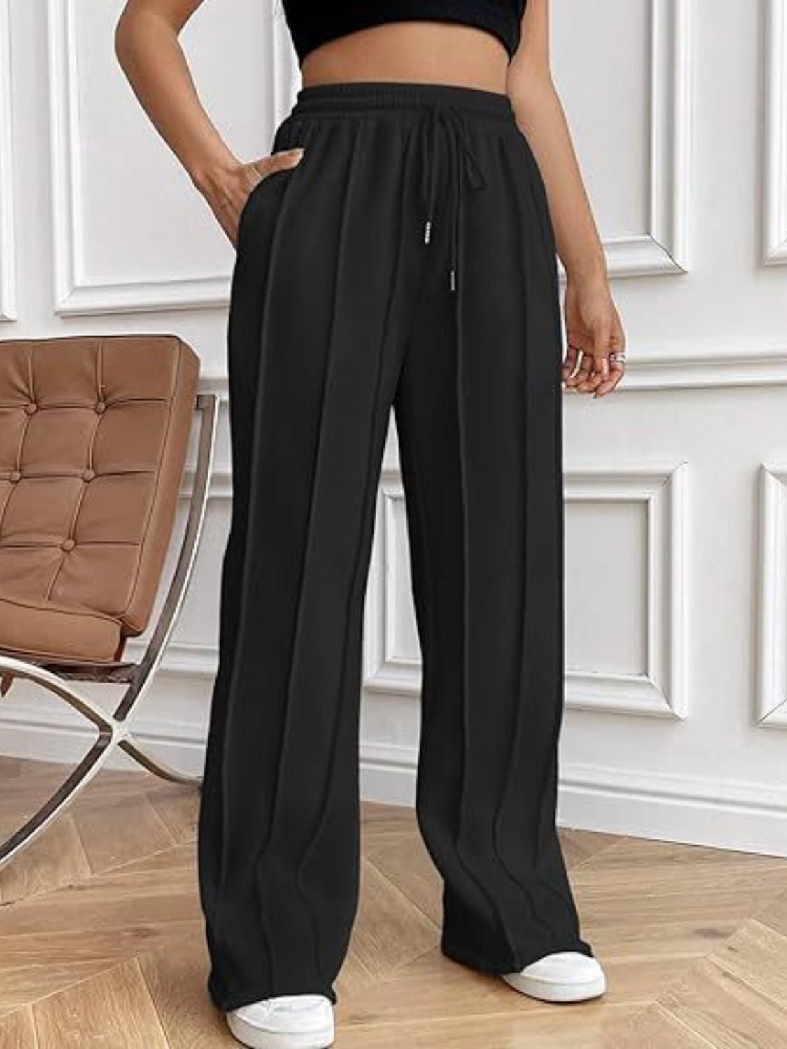 Drawstring Wide Leg Pants with Pockets - Flip Flop Dynasty