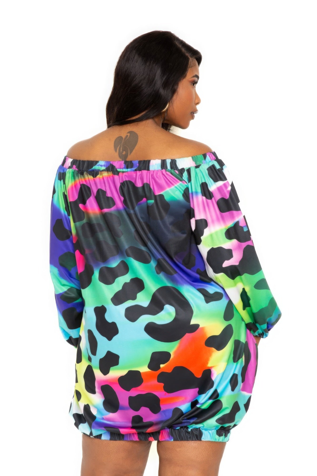 Electric leopard off shoulder bubble mini dress - Flip Flop Dynasty