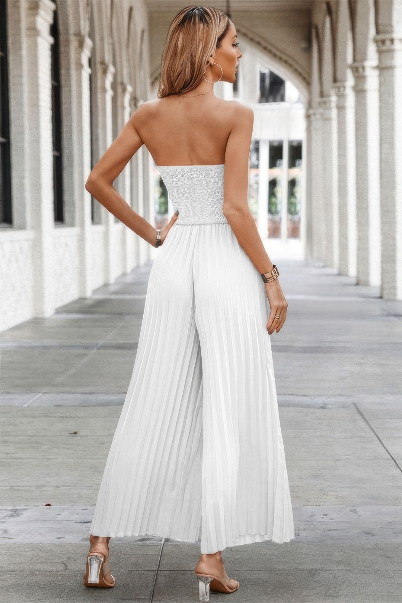 Elegant Off Shoulder Pleated High Waist Jumpsuit - Flip Flop Dynasty