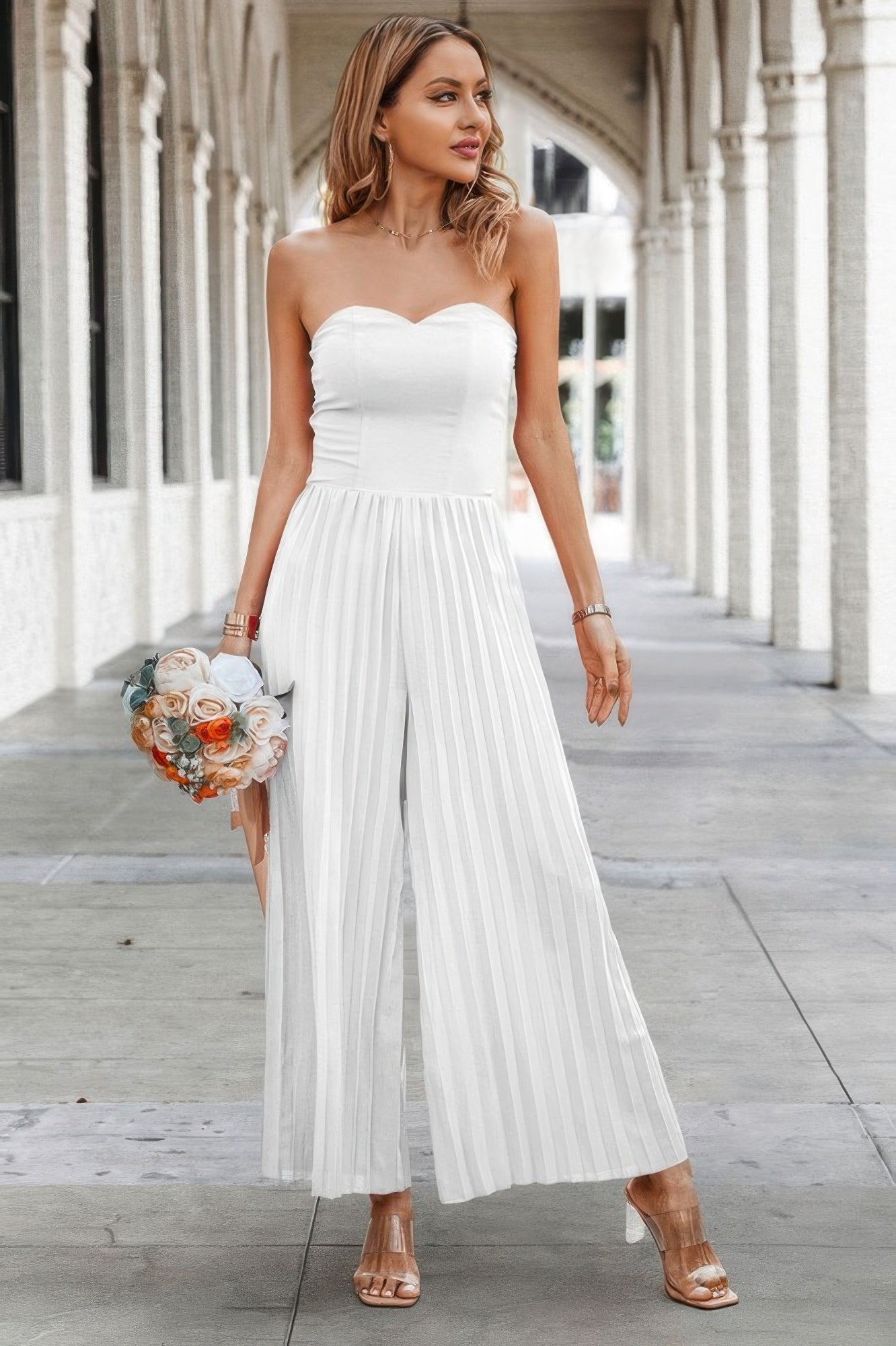Elegant Off Shoulder Pleated High Waist Jumpsuit - Flip Flop Dynasty