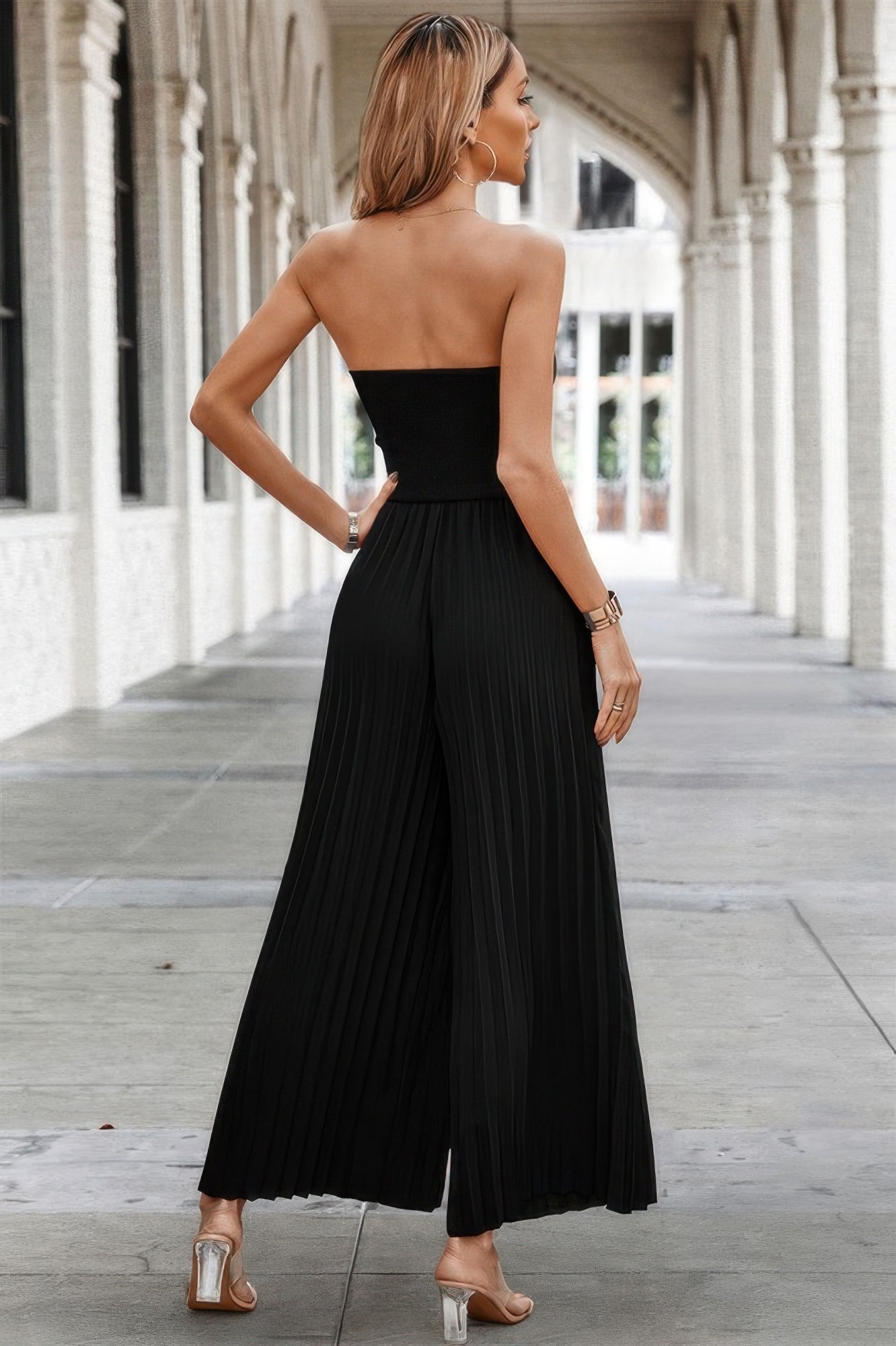 Elegant Off Shoulder Pleated High Waist Jumpsuit - Flip Flop Dynasty