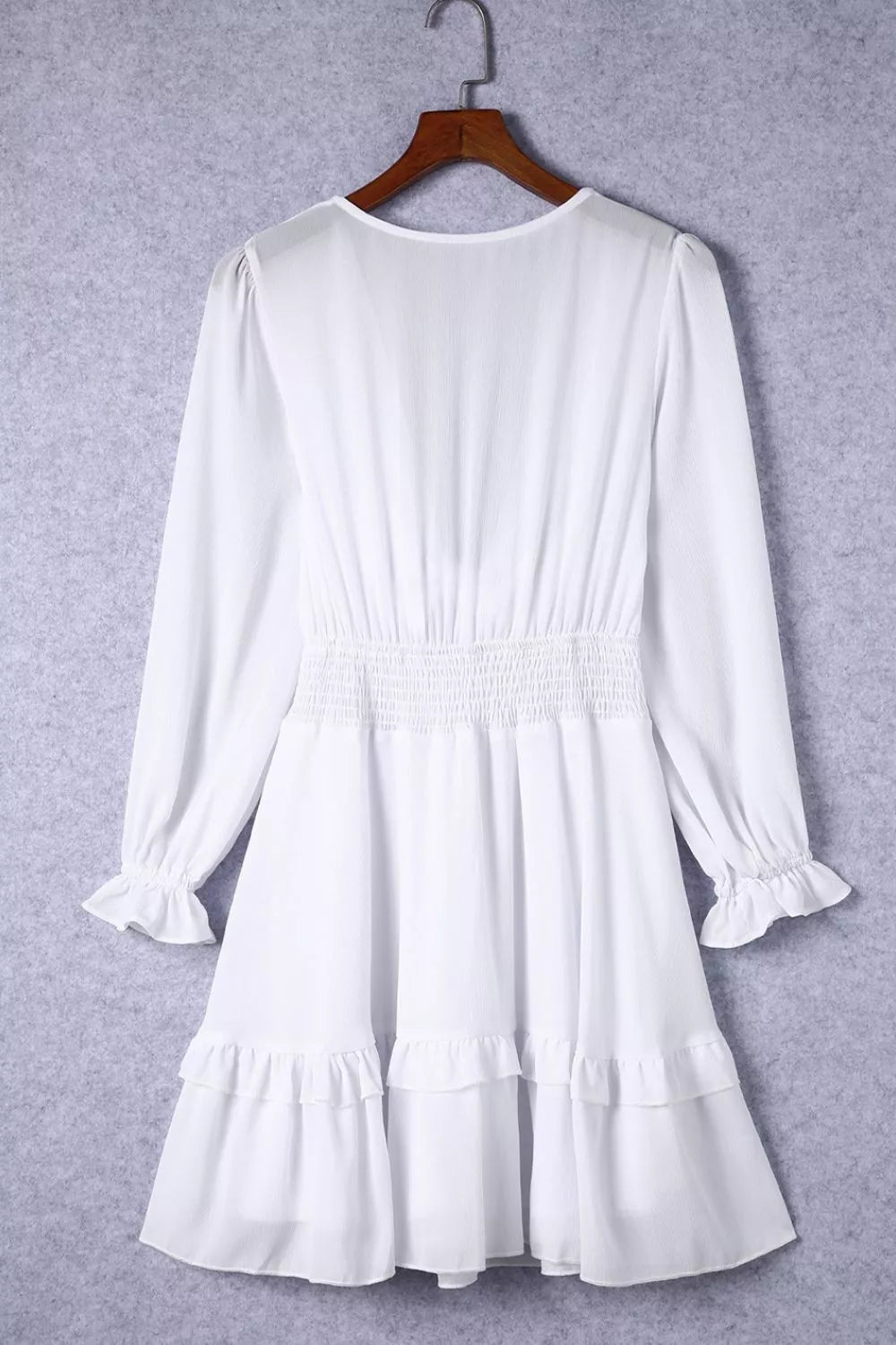 Elegant Tie - Front Ruffle Mini Dress with Smocked Waist - Flip Flop Dynasty