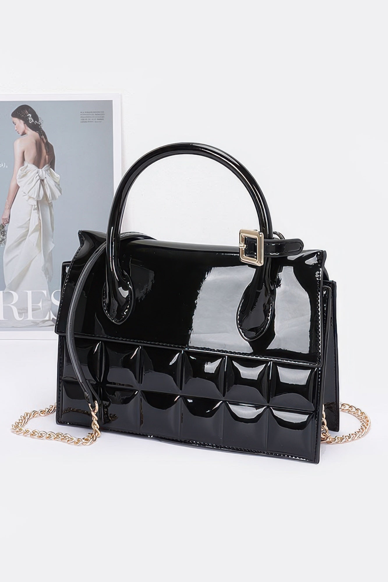 Embossed Enamel Top Handle Bag - Flip Flop Dynasty
