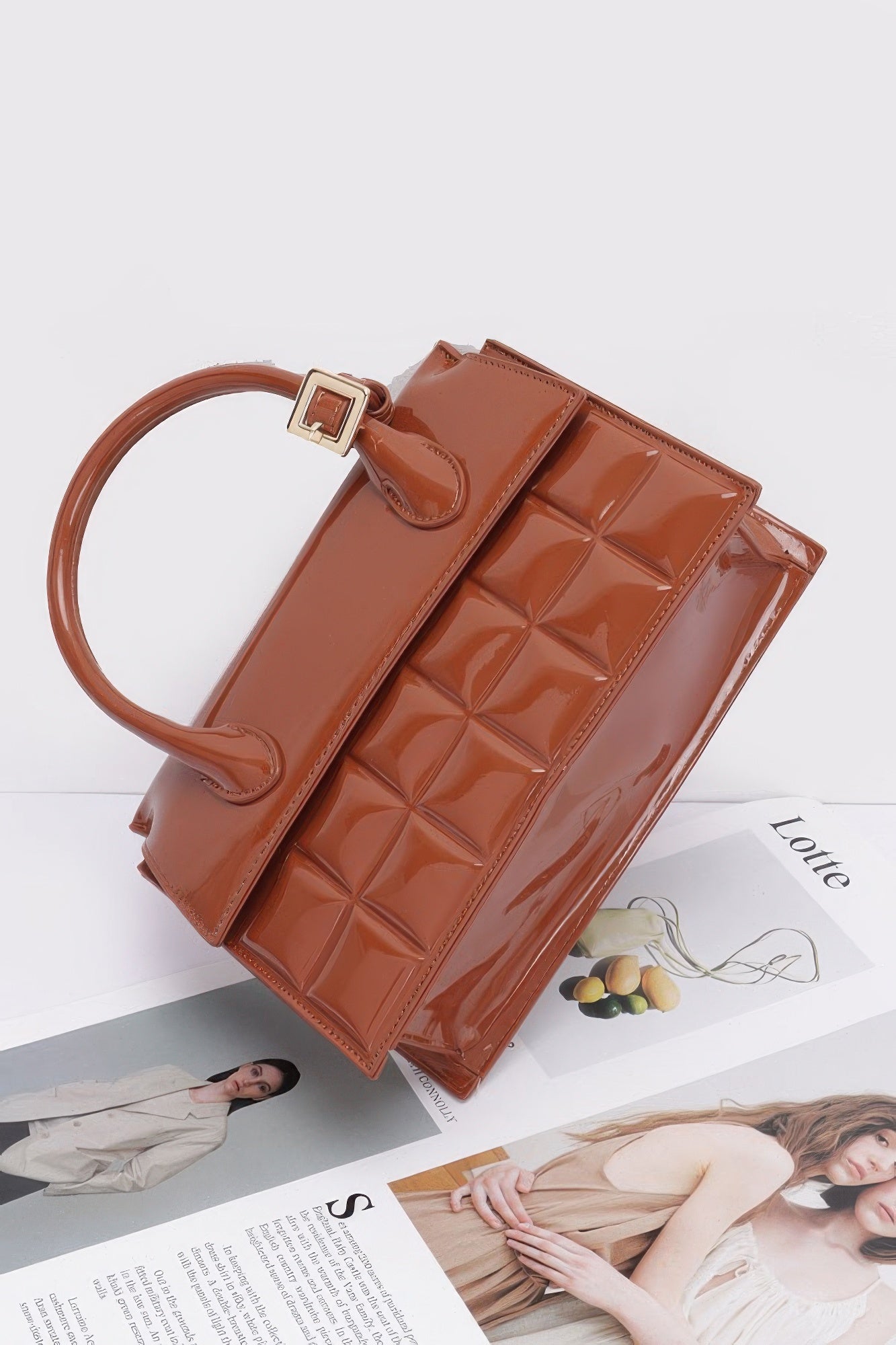 Embossed Enamel Top Handle Bag - Flip Flop Dynasty