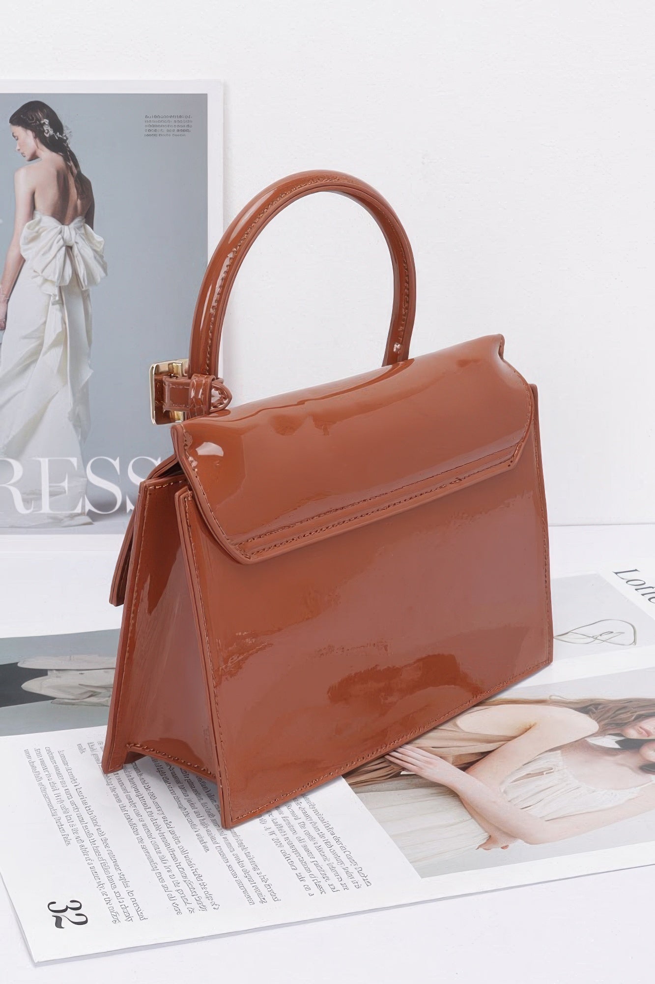 Embossed Enamel Top Handle Bag - Flip Flop Dynasty