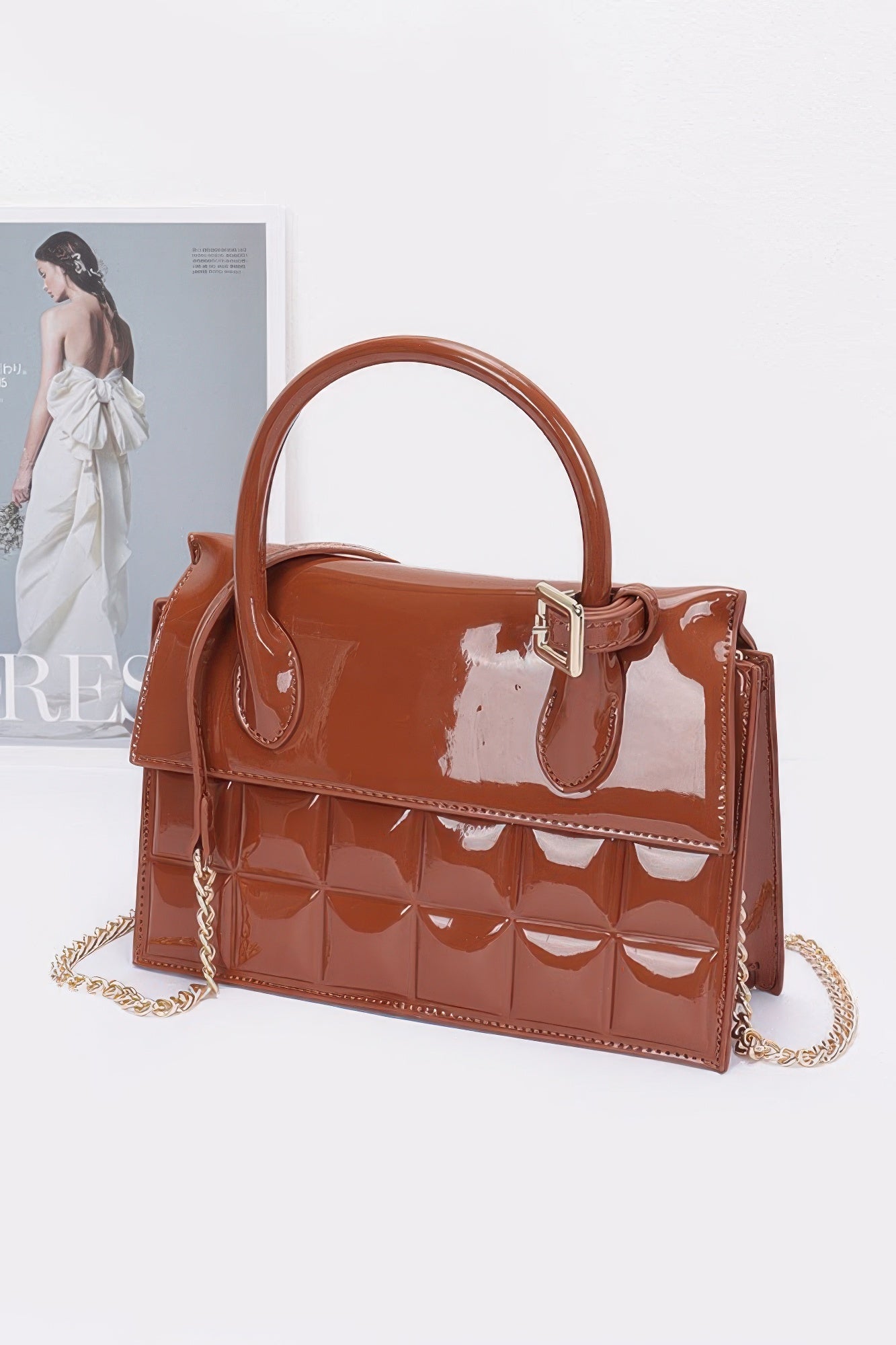 Embossed Enamel Top Handle Bag - Flip Flop Dynasty