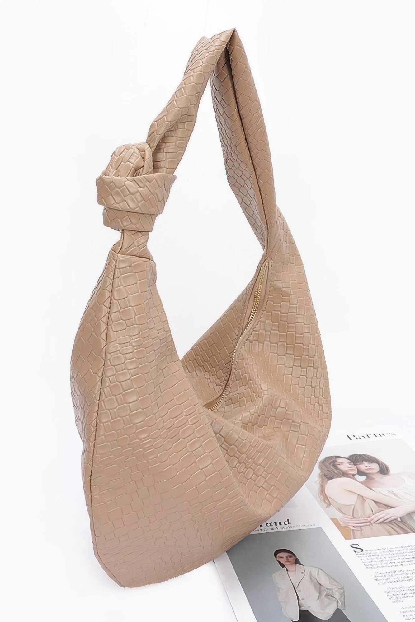 Embossed Faux Leather Big Hobo Bag - Flip Flop Dynasty