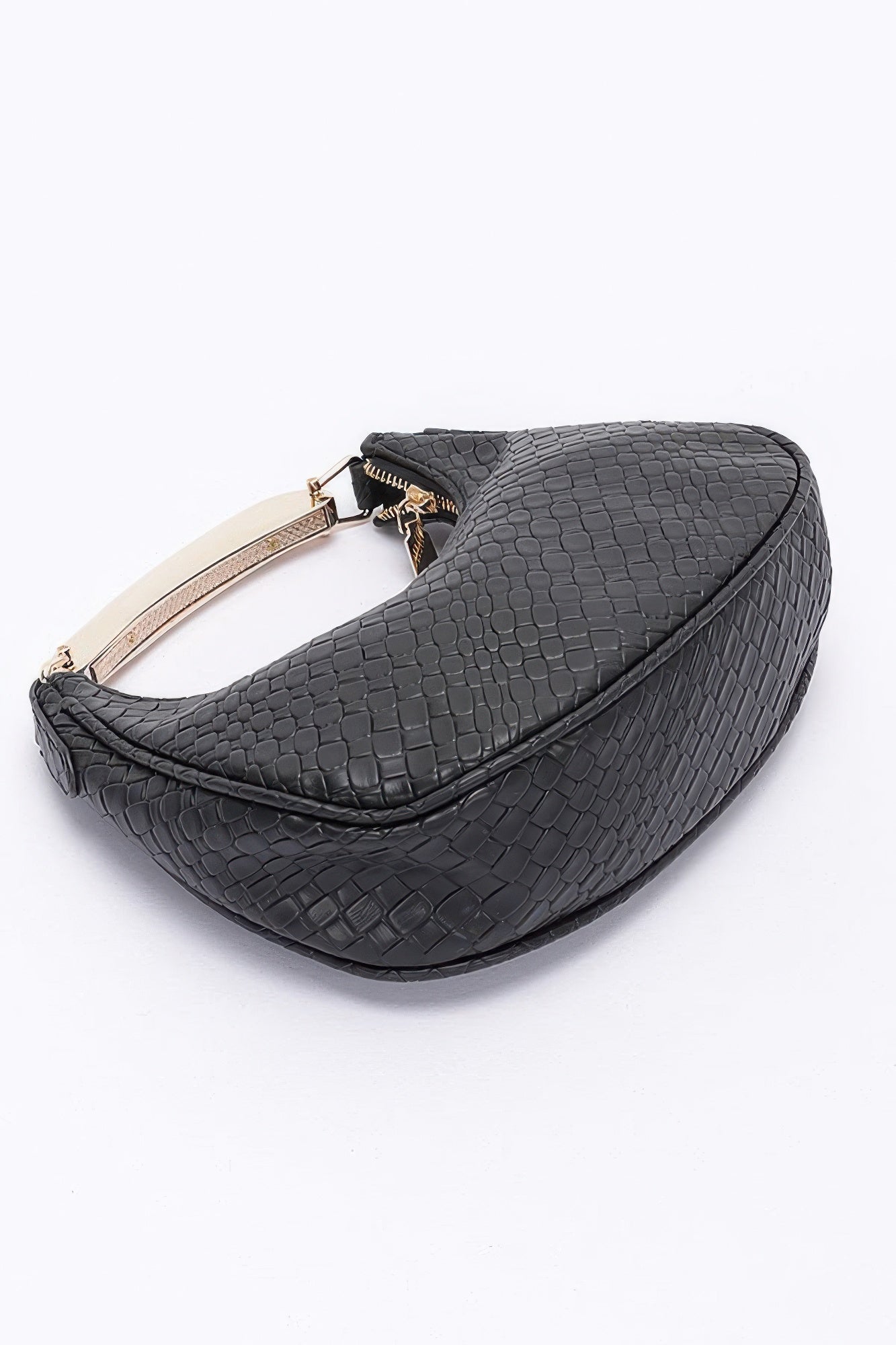 Embossed Faux Leather Metal Handle Bag - Flip Flop Dynasty