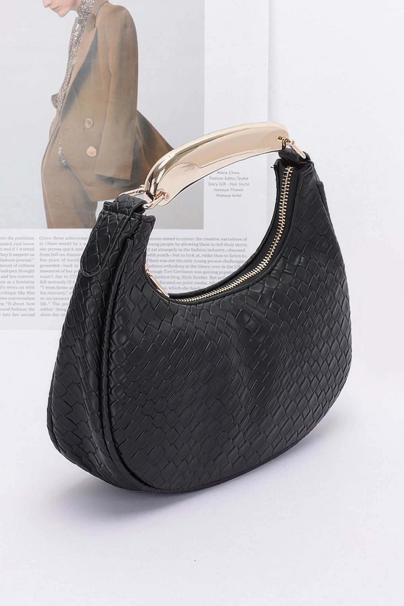 Embossed Faux Leather Metal Handle Bag - Flip Flop Dynasty
