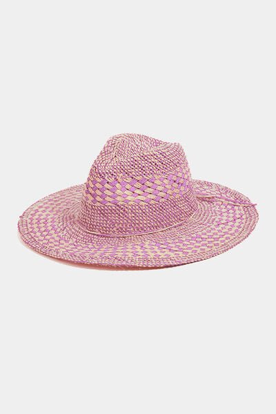 Fame Checkered Straw Weave Sun Hat - Flip Flop Dynasty