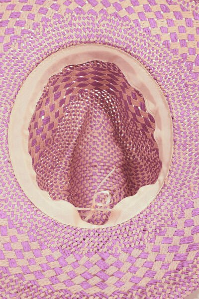 Fame Checkered Straw Weave Sun Hat - Flip Flop Dynasty