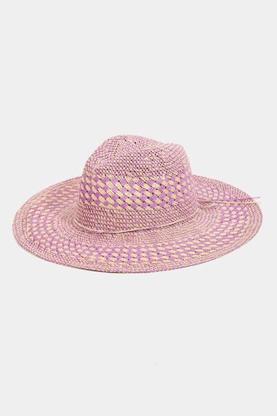 Fame Checkered Straw Weave Sun Hat - Flip Flop Dynasty