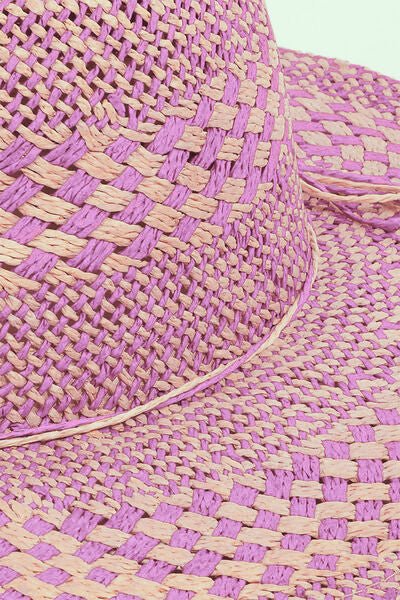 Fame Checkered Straw Weave Sun Hat - Flip Flop Dynasty