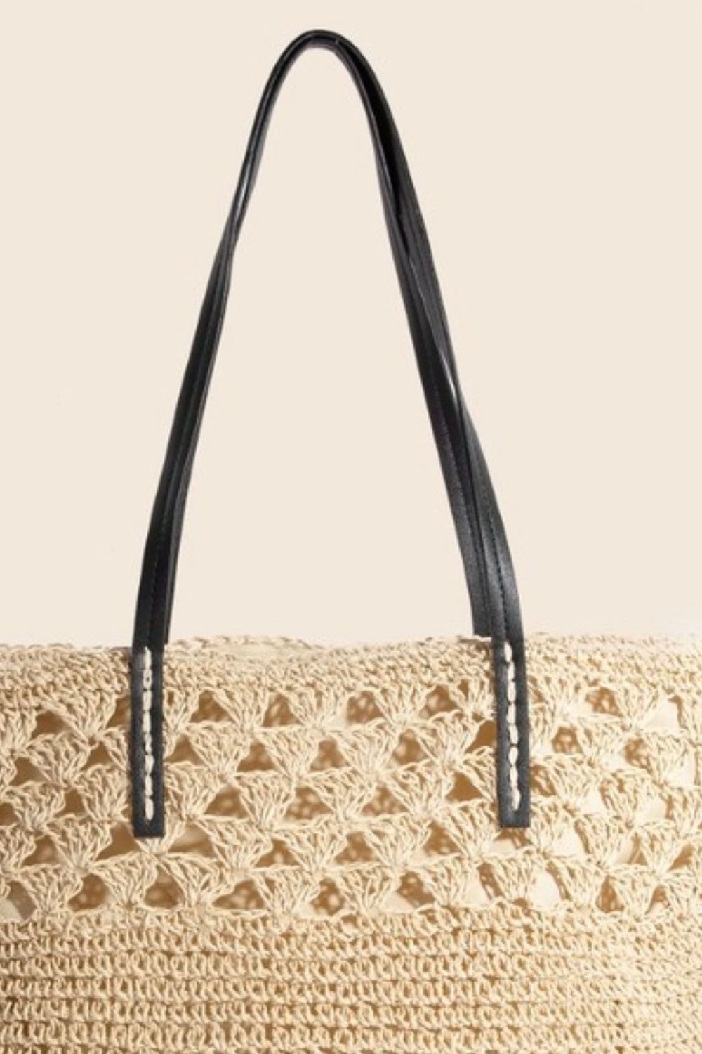 Fame Faux Leather Handle Knitted Tote Bag - Flip Flop Dynasty
