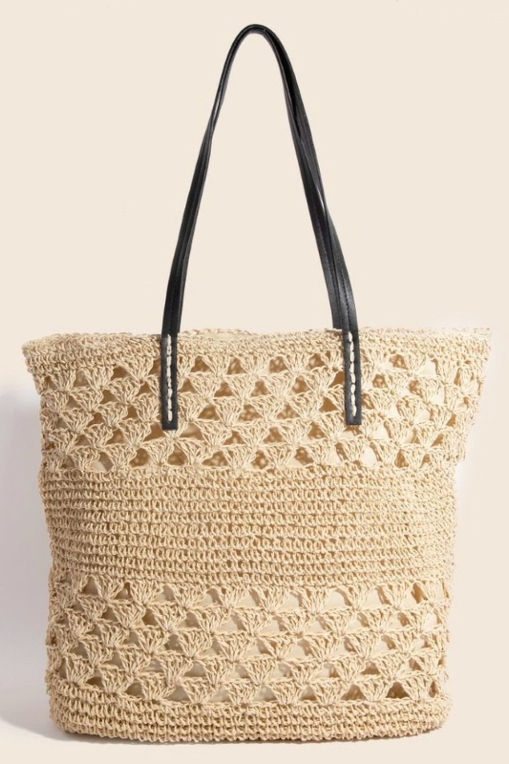 Fame Faux Leather Handle Knitted Tote Bag - Flip Flop Dynasty