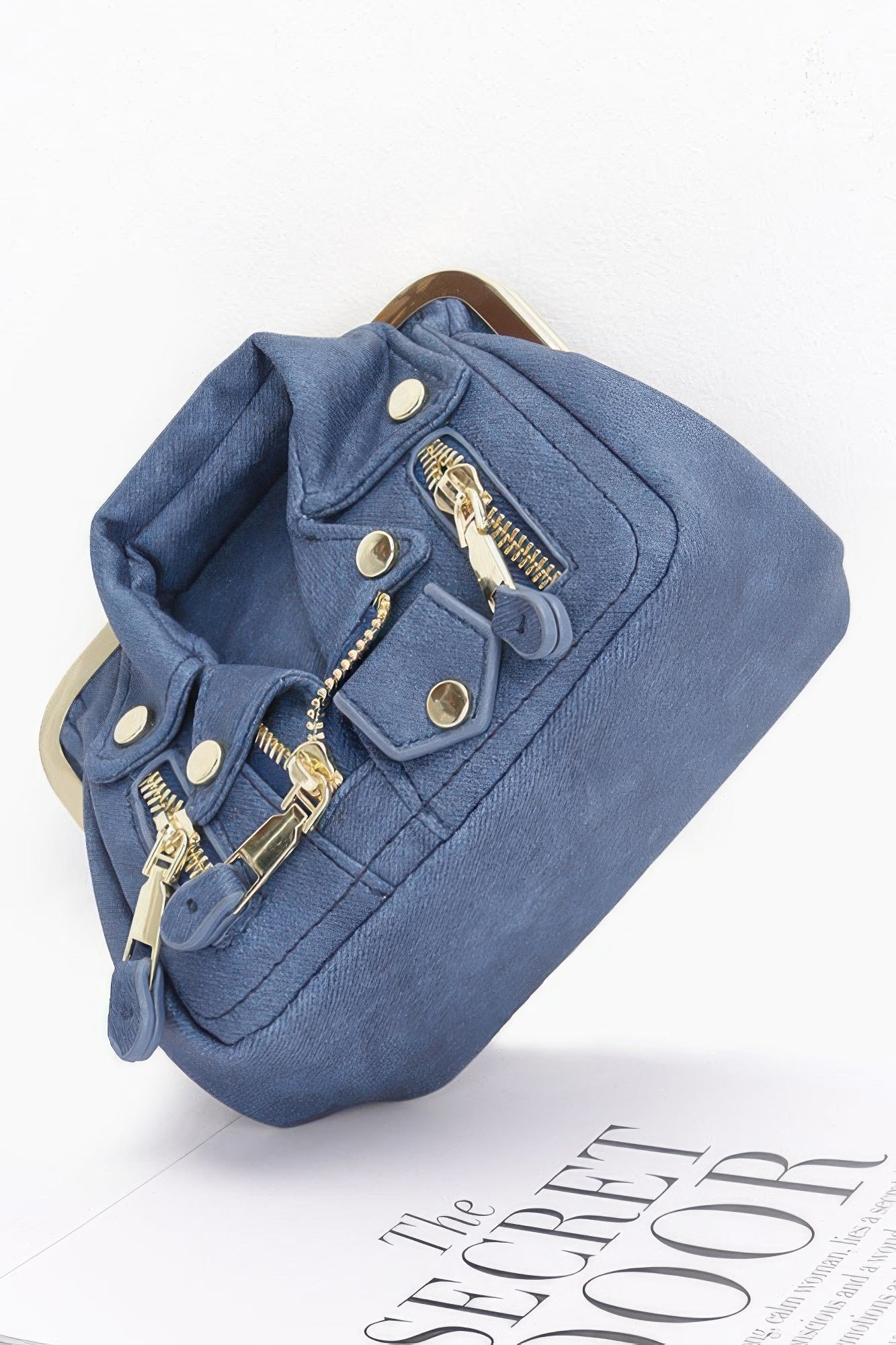 Faux Denim Leather Jacket Style Crossbody Bag - Flip Flop Dynasty