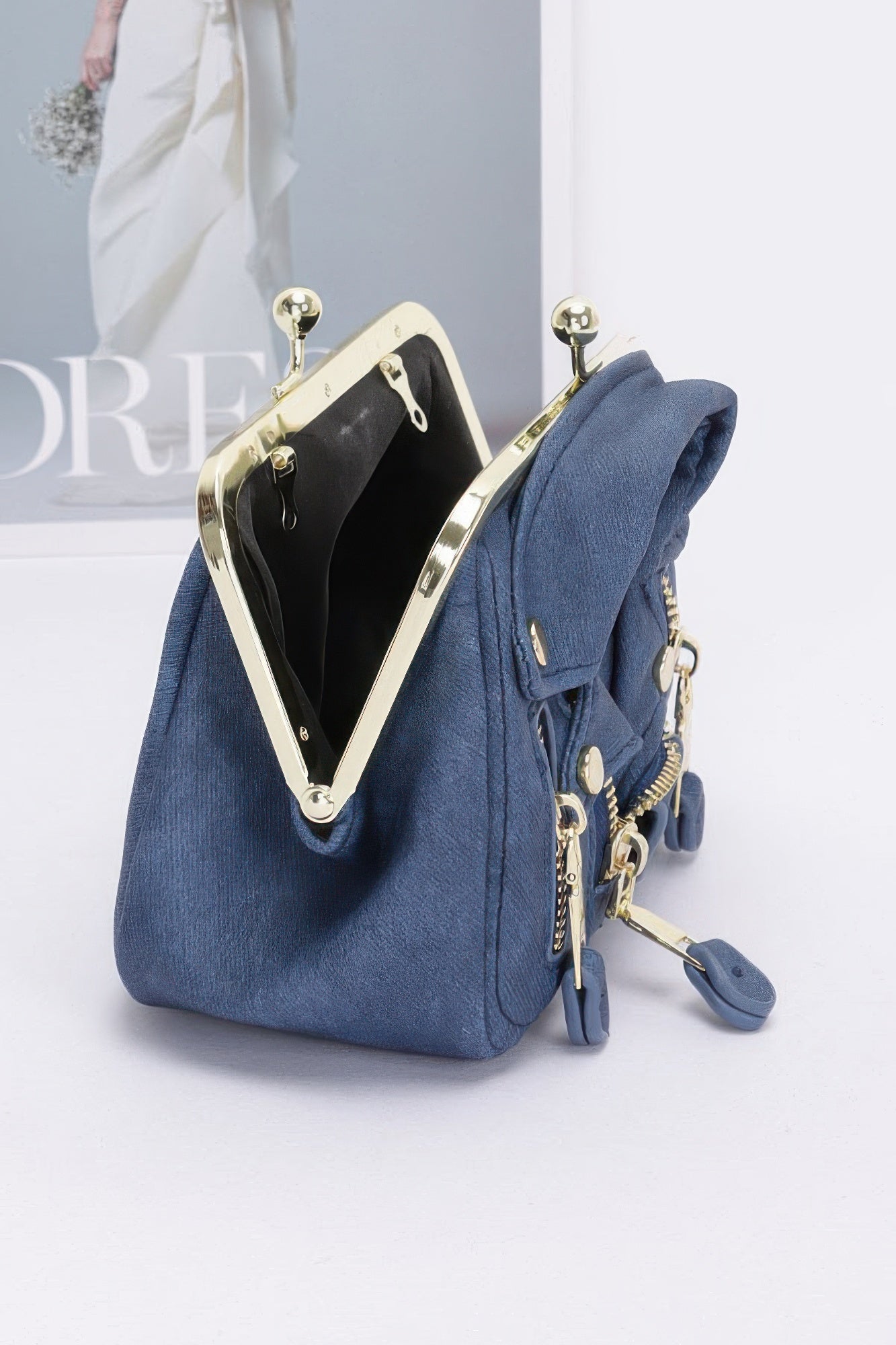 Faux Denim Leather Jacket Style Crossbody Bag - Flip Flop Dynasty
