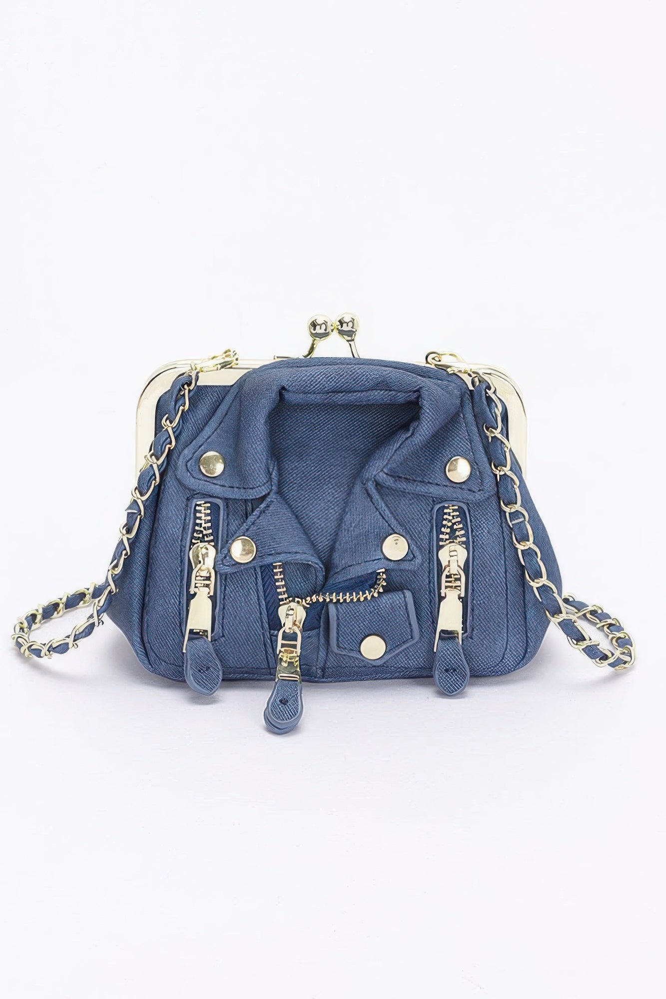 Faux Denim Leather Jacket Style Crossbody Bag - Flip Flop Dynasty