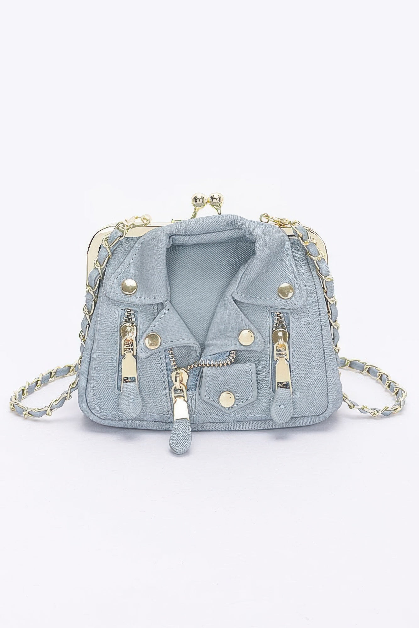 Faux Denim Leather Jacket Style Crossbody Bag - Flip Flop Dynasty